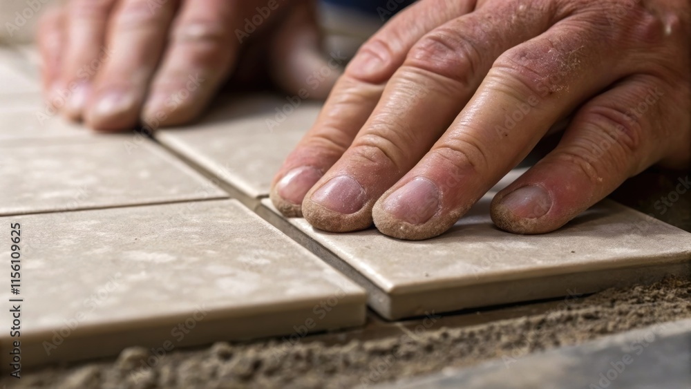 Poster a closeup shot of hands carefully placing a tile the focus on the precision of movement as a single 