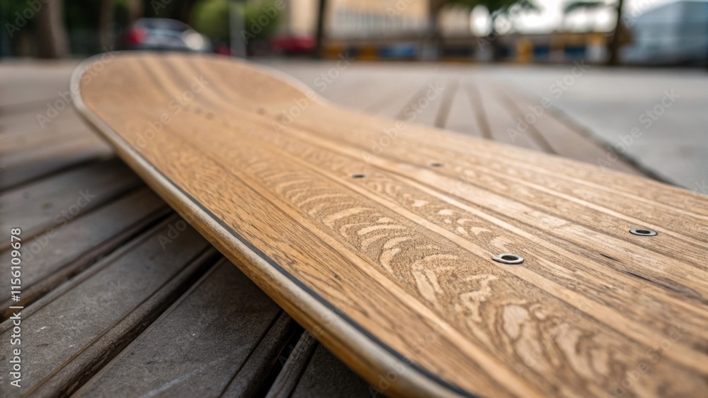 Aufkleber A closeup shot focusing on the grain patterns of a single slightly scratched laminate board revealing its resilience and potential for use in a lively space.
