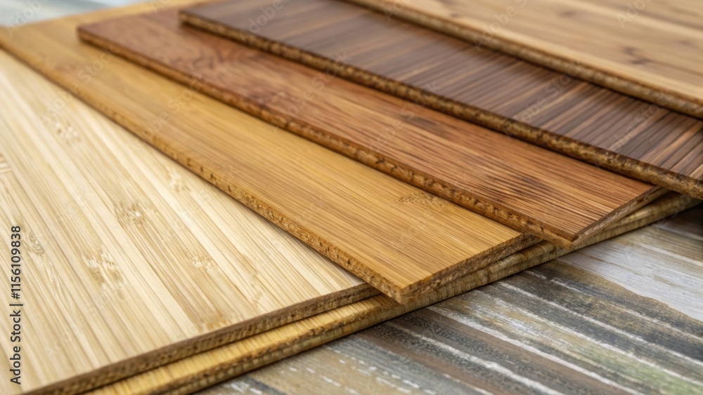 Poster a closeup on ecofriendly bamboo panels showcases their organic patterns with strands varying in colo