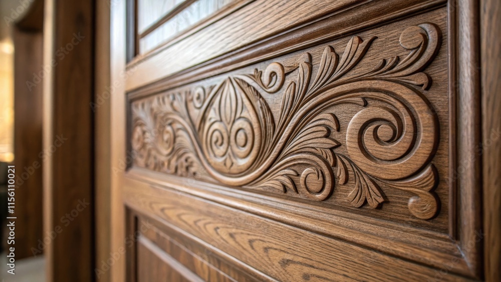 Poster A closeup of the grain pattern on a door capturing the beautiful swirls and lines enhanced by the soft lighting that brings out the richness of the unfinished surface.