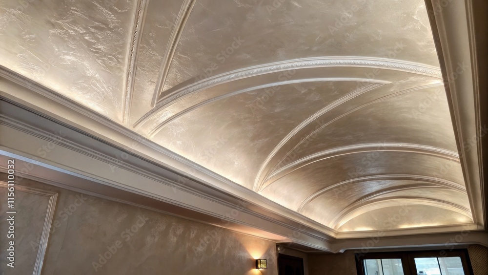 Aufkleber a closeup of the freshly plastered ceiling reveals a delicate sheen with light reflecting off the su