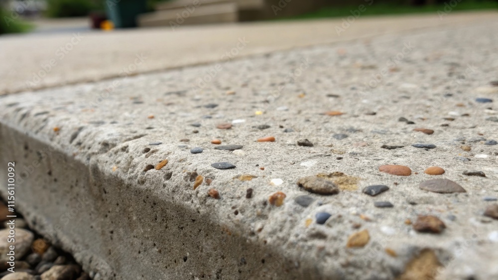 Leinwandbilder A closeup of the concrete surface revealing small aggregate stones embedded within with the focus on the rough finish and slight wear that tells the story of its authenticity.