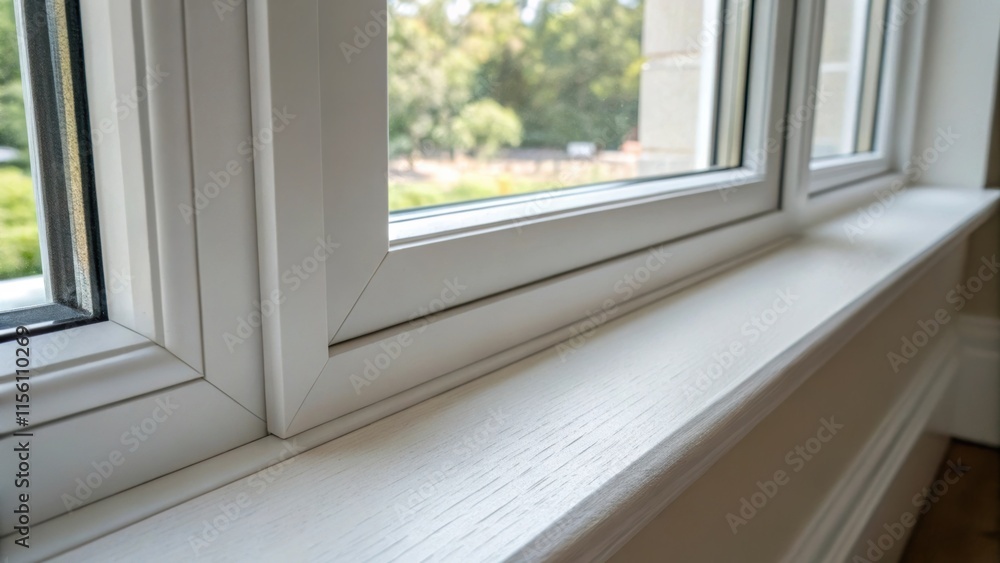 Poster a closeup of a window frames details emphasizing the precision of installation and the even gaps aro