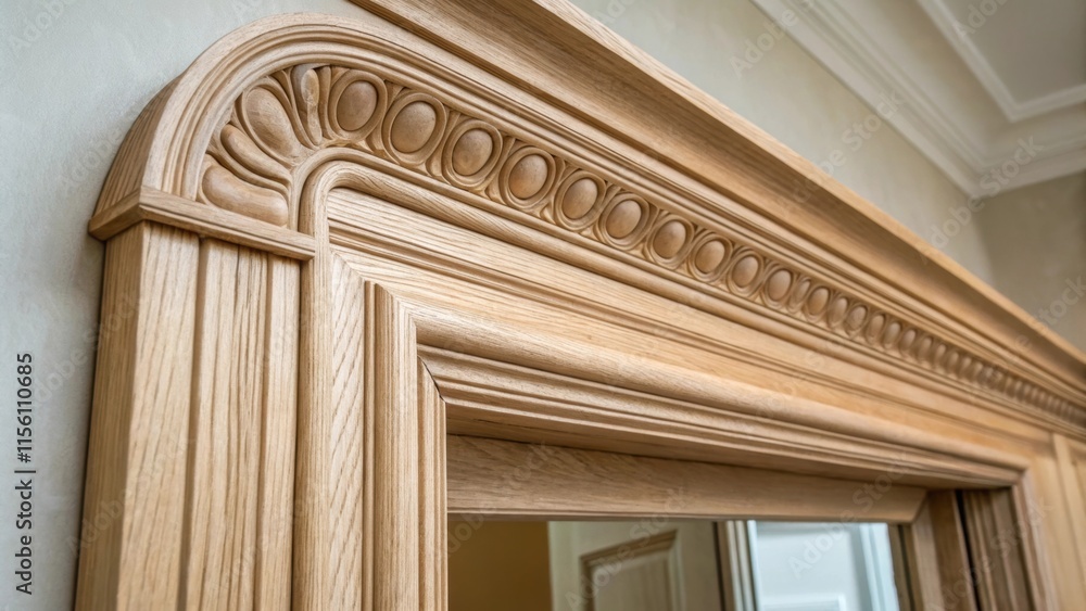 Poster a closeup of a beautifully crafted architrave its curves and angles elegantly captured a tered remna