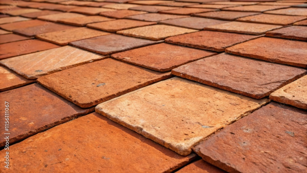 Poster A captivating closeup of rustic terracotta tiles warm and inviting in shades of reddishbrown each displaying natural variations in tone and subtle imperfections that enhance their