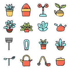 Garden Icons with Color Set – Stylish and Functional Icons Perfect for Plants, Flowers, and Garden Projects
