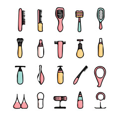 Fototapeta premium Colorful Icons Set of Hair Design – Creative and Stylish Icons for Hairstyles, Haircuts, and Haircare 