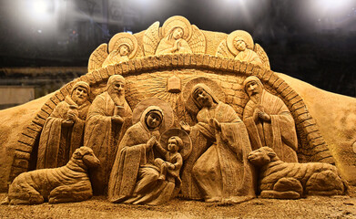 Sand sculpture of the Nativity of Christ