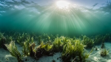 Underwater Marine Ecosystem with Soft Light Effects