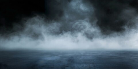 Fototapeta premium a dark and moody scene featuring a misty landscape, creating a mysterious and atmospheric image suitable for various artistic or design projects