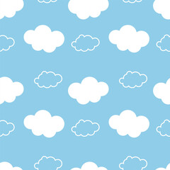 Seamless pattern with clouds on a blue background