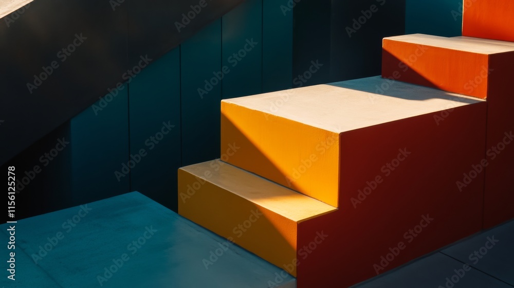 Poster dynamic urban architecture with warm colors and light