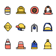 Colorful Icons Set of Safety – Creative and Protective Safety Icons, Stylish Vector Art for Health and Security Design
