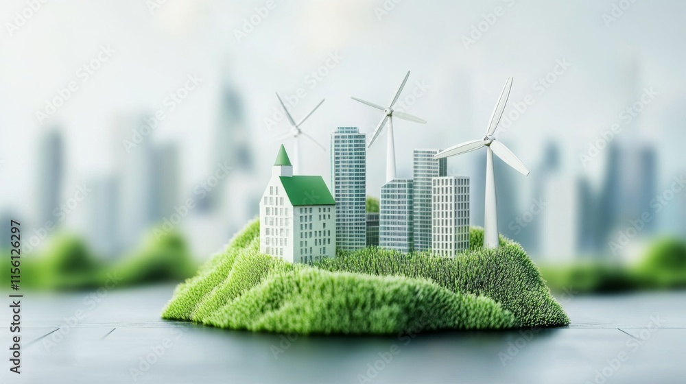 Poster modern cityscape with 3d dynamic angles and soft light