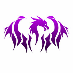 illustration vector graphics of tribal art design abstract tattoo Dragon head with two wings