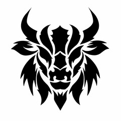 graphic vector illustration of abstract tribal design of bull head in black