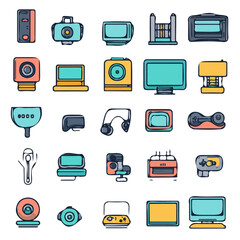 Technology Icons with Color Set – Detailed and Vibrant Icons, Perfect for Tech, Digital, and Innovation Projects
