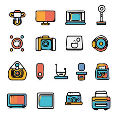 Technology Icons with Color Set – Detailed and Vibrant Icons, Perfect for Tech, Digital, and Innovation Projects
