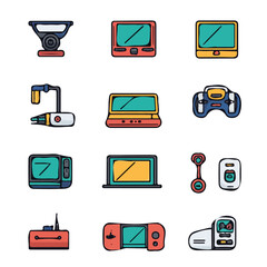 Technology Icons with Color Set – Detailed and Vibrant Icons, Perfect for Tech, Digital, and Innovation Projects

