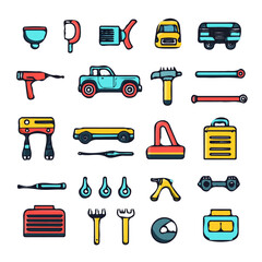 Vehicle Icons with Color Set – Stylish and Detailed Vehicle Icons, Perfect for Transportation and Digital Design
