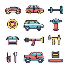 Vehicle Icons with Color Set – Stylish and Detailed Vehicle Icons, Perfect for Transportation and Digital Design
