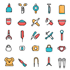 Colorful Icons Set of Veterinary – Vibrant and Creative Animal Care Icons, Modern Vector Art for Veterinarians
