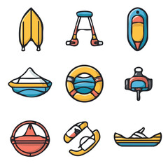 Colorful Water Icons – Artistic and Fun Set of Water Icons, Vector Art for Nature and Environment
