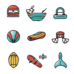 Colorful Water Icons – Artistic and Fun Set of Water Icons, Vector Art for Nature and Environment
