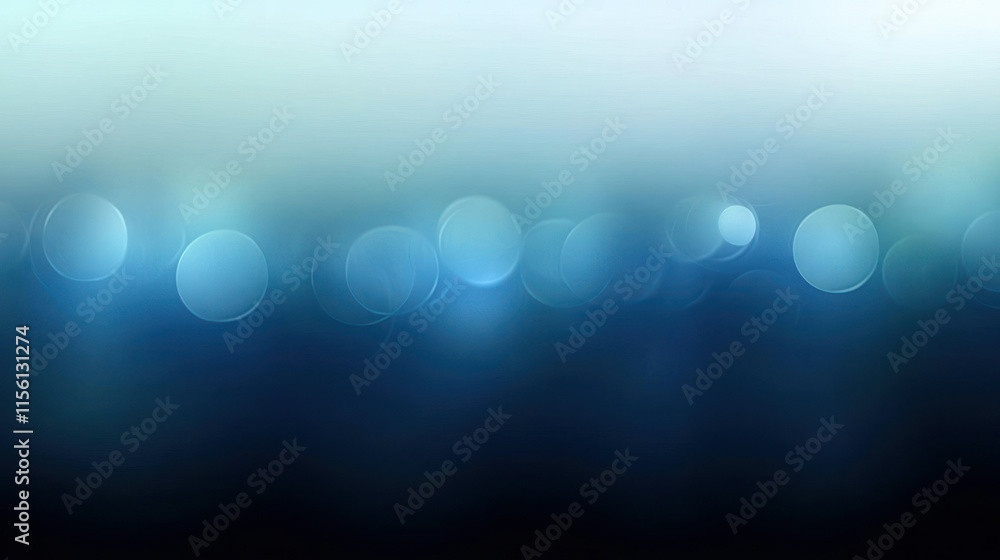 Poster abstract blue bokeh background with blurred lights and gradient.