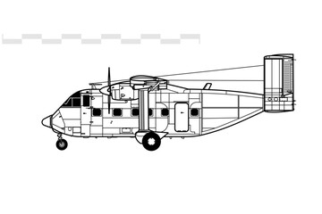 Short SC7 Skyliner 3A-100. Vector drawing of light utility aircraft. Side view. Image for illustration and infographics.