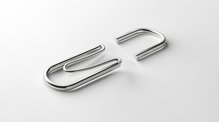 Broken metal paperclip lying on a smooth surface displaying its distinct shape and design during natural lighting