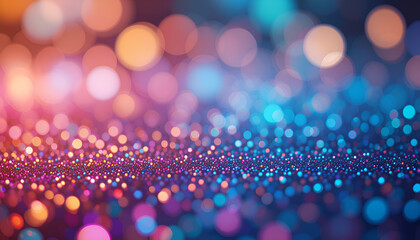 Vibrant Glittery Surface With Obscured Shimmering Colorful Tiny Bokeh Twinkling Backdrop glowing festive backdrop for xmas,  party, holiday, birthday, invitation