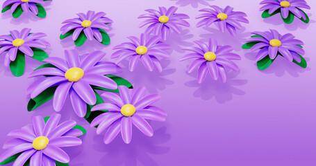 Daisy Background 3D Cartoon Render