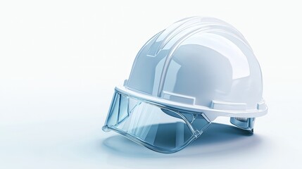 Industrial safety helmet, white, in a rotating dynamic shot, detailed and clean design, isolated on white background