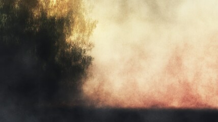 Obraz premium Texture Light Leak Overlay Concept. Misty landscape with soft colors and trees in the background.