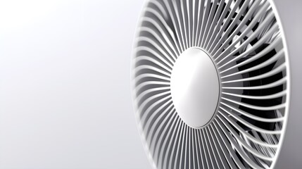 Oscillating electric fan, detailed blades and grill, white background--style raw