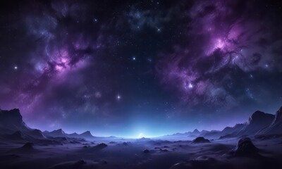 Celestial canvas with twinkling stars, deep blues and purples,  night sky,  purple