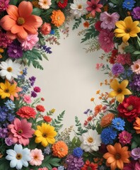 Fototapeta premium Colorful floral patterns swirling around a serene garden background, colorful, flowers