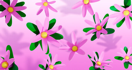 Garlic FlowerBackground 3D Cartoon Render