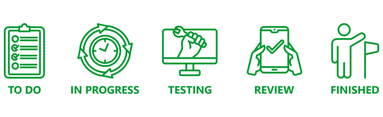 KANBAN Vector Illustration banner with icons%09