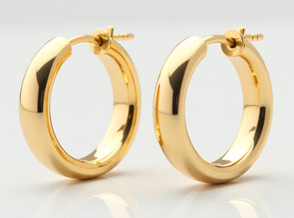 Set of gold earrings. Hoop earrings, round gold earrings, elegant and modern earrings. Isolated on a transparent background. new image 