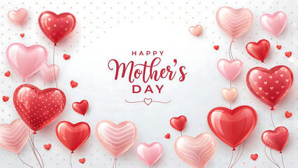 Happy mother's day banner. Mother holding a ciddling in her hands.
