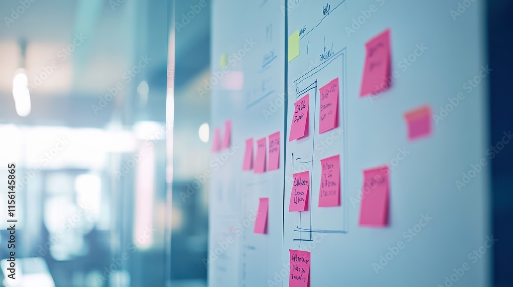 Poster collaborative discussion in modern workspace setting