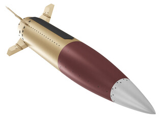 Isolated on white background render of 3d model of Lockheed Martin MGM-140 ATACMS Army Tactical Missile System