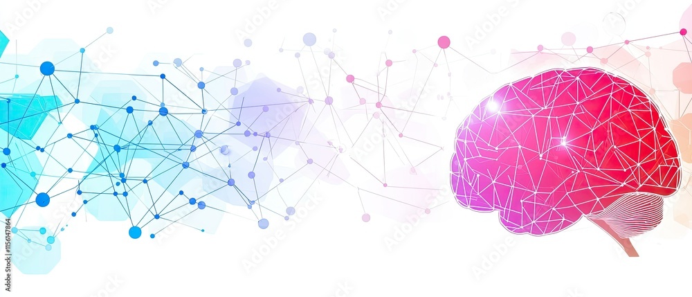 Poster abstract brain graphic with network connections.