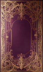 Obraz premium Golden label with intricate designs on a deep plum-colored cardstock , design, purple