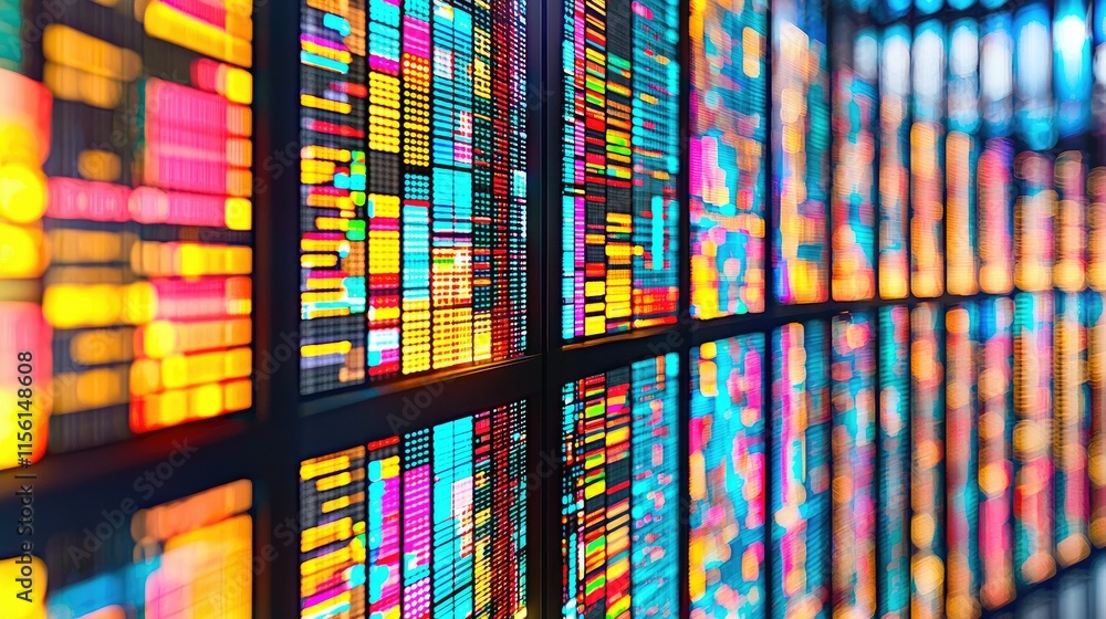 Aufkleber abstract colorful digital data screens display.