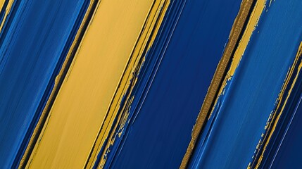 Abstract diagonal lines of blue and gold paint strokes.
