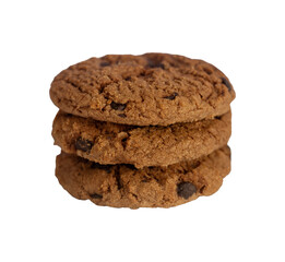 stack of chocolate chip cookies isolated on white