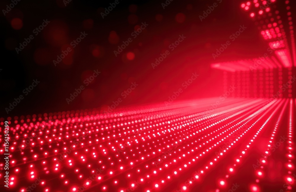 Poster abstract futuristic tech background. red glowing light grid. dynamic energy pattern. strong perspect